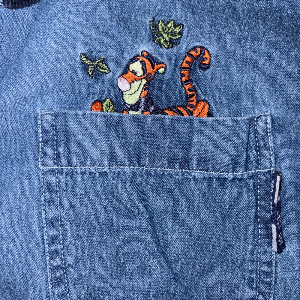 VINTAGE Disney Blue Denim Top with Tigger Embroidery